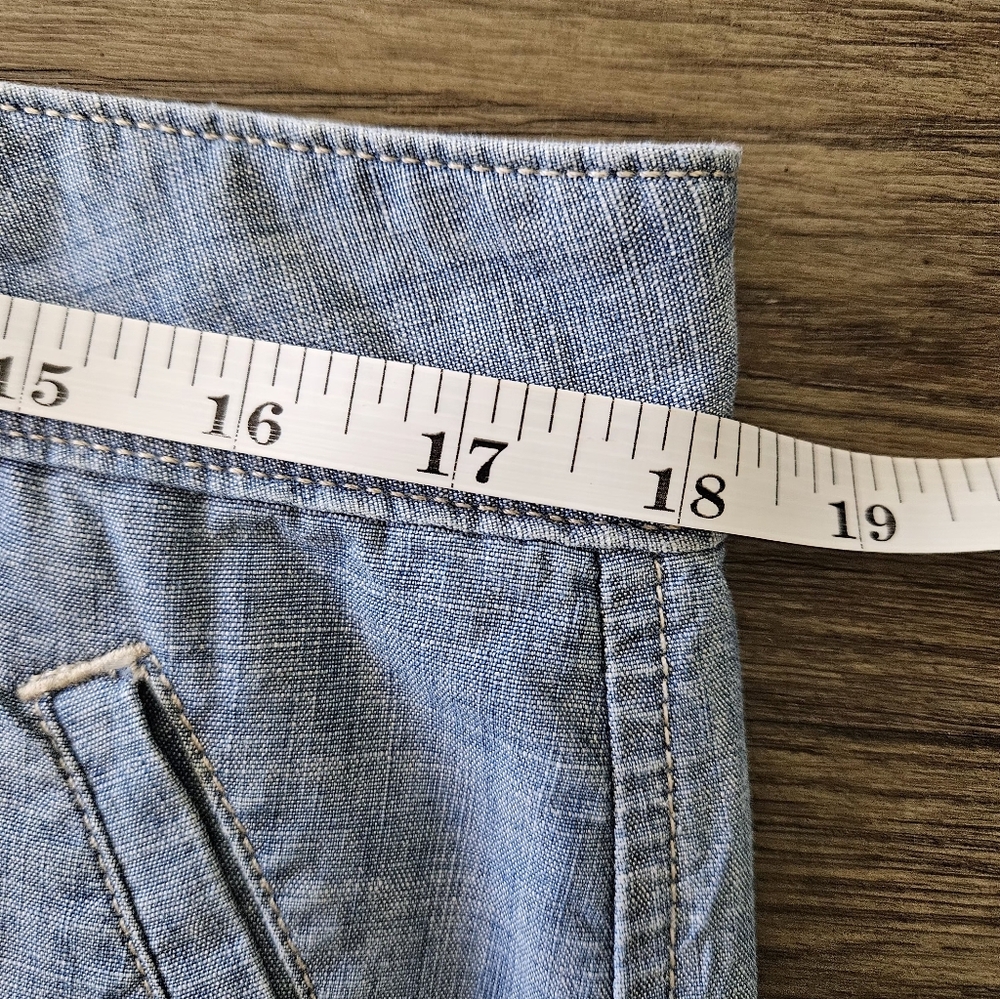 LOFT Denim Blue Mini Skirt with Button Accents - Picture 9 of 11